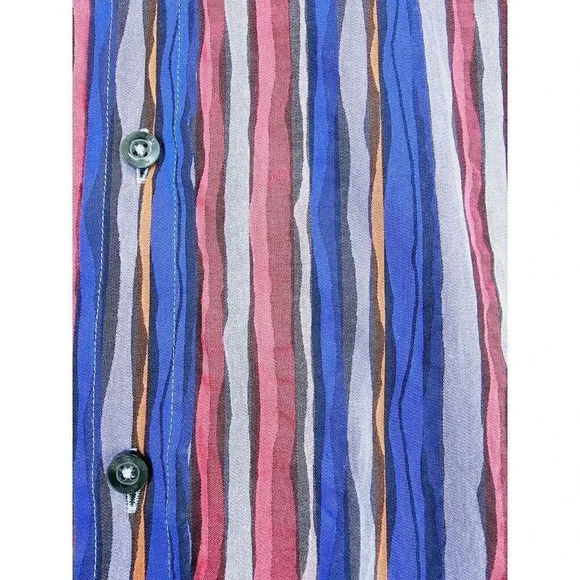 Duchamp London Size 15 Mens Multi Color Striped Spread Collar Cotton Men's Shirt - Picture 8 of 12